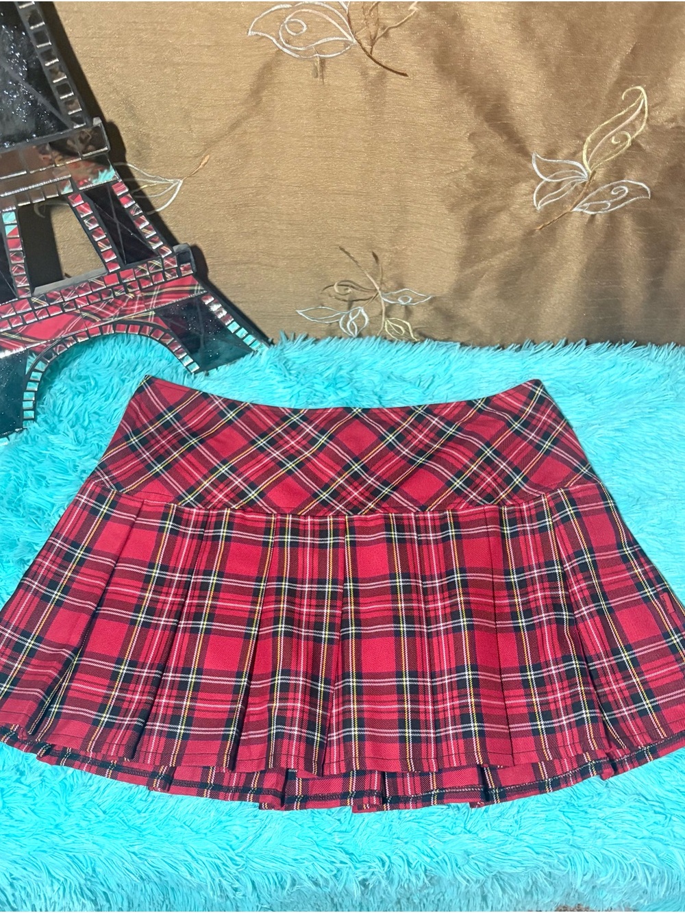 Vintage Tripp NYC Red Plaid Pleated Skater/Mini Skirt Mall Girl Schoolgirl